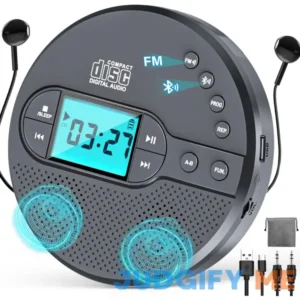 2000mAh Rechargeable Discman CD Player:Walkman CD Player with Bluetooth FM Transmitter