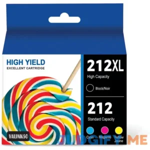 212XL Ink Cartridges High Capacity Black & Standard Color Combo Pack Remanufactured for Epson 212 Ink Cartridges Works with Epson Workforce WF-2830