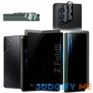 2X Privacy Tempered Glass Front Screen Protector Compatible with Samsung Galaxy Z Fold 5+ 2X Privacy Inner Soft Film Protector+ 2X Camera Lens