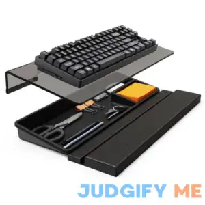 3 in 1 Keyboard Stand w/Wrist Rest and Storage Tray - Klearlook [Ultra Comfortable] PU Leather Wrist Pad & Acrylic Keyboard Riser