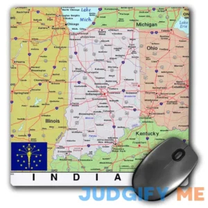 3drose Image of Topographic Map of Indiana and State Flag