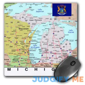 3drose Image of Topographic Map of Michigan with State Flag