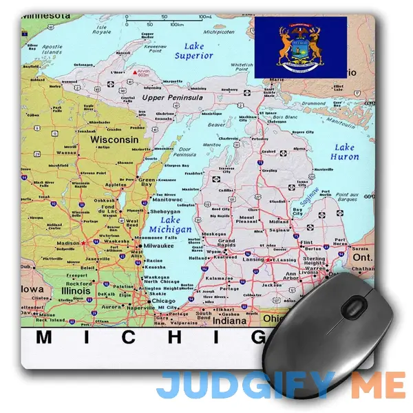 3drose Image of Topographic Map of Michigan with State Flag 3drose Image of Topographic Map of Michigan with State Flag