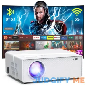 5G WiFi Bluetooth Projector with Screen 16000 Lumens/450 ANSI Real Native 1080P 4K Outdoor Projector for Theater Movies