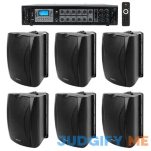 (6) 6.5" Black Commercial 70v Wall Speakers+Amp For Restaurant/Office/Cafe/Bar