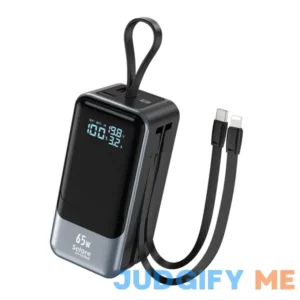 65W Power Bank Portable Battery Pack 65W PD Fast Charging Power Pack for Laptop with Bulit-in USB C&IOS Cable External Power Battery Bank Charger