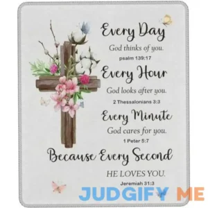 7.9 inch9.5 inch Everyday God Thinks of You Christian Cross Bible Verses Religious Scripture Mouse Pad Computer Mouse Mat with Anti-Slip Rubber Base