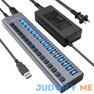 90W Powered USB Hub ACASIS 16 Ports USB 3.0 Data Port Aluminum Housing