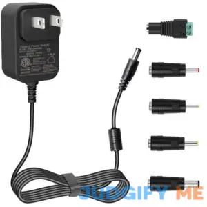 AC 100V-240V to DC 24V 1A Switching Power Supply Adapter with 5 Selectable Adaptor Plugs for 24 Volt 0.1Amp