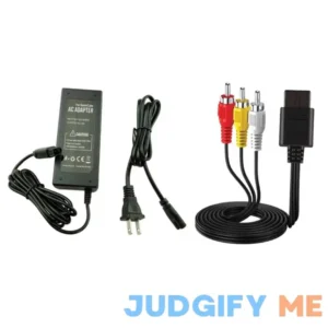 AC Power Supply + Audio Video RCA AV Composite Cable Adapter Cord To External TV Screen Monitor For Nintendo GameCube NGC System Game Console Bundle