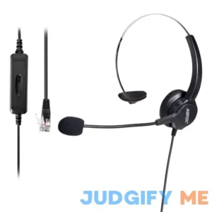 AGPTEK Hands-Free Call Center Noise Cancelling Corded Monaural Headset Headphone for Desk Telephone with 4-Pin RJ9 Crystal Head