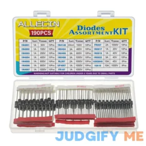 ALLECIN 20Values Diodes Kit 1N4001 1N4002 1N4003 1N4004 1N4005 1N4006 1N4007 1N4148 1N5404 1N5406 1N5408 RL207 UF4007 FR107 FR207 1N5817 1N5819