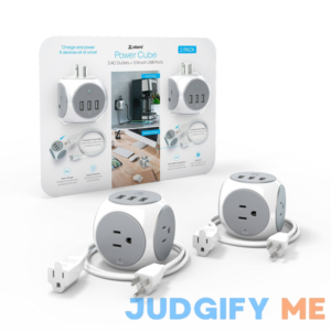 Atomi Power Cube 2-Pack – 3AC Outlets + 3 Smart USB Ports + 5-ft. Cable
