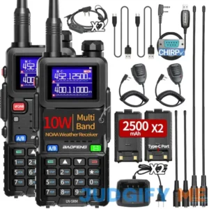 BAOFENG 5RM Ham Radio 10W Long Range (Upgrade of UV-5R) Handheld NOAA Weather Receiver 2500mAh Battery Rechargeable UV5R Walkie Talkies with
