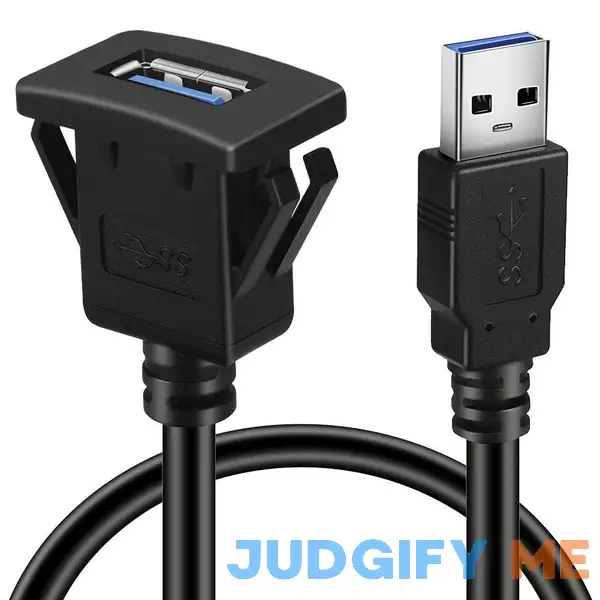 BATIGE Square Single Port USB 3.0 Panel Flush Mount Extension Cable with Buckle for Car Truck Boat Motorcycle Dashboard BATIGE Square Single Port USB 3.0 Panel Flush Mount Extension Cable with Buckle for Car Truck Boat Motorcycle Dashboard