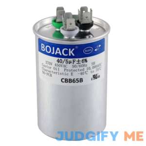 BOJACK 40+5 uF 40/5 MFD ±6% 370V/440 VAC CBB65 Dual Run Circular Start Capacitor for AC Motor Run or Fan Start or condenser straight