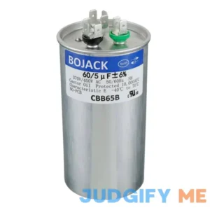 BOJACK 60+5uF 60/5MFD ±6% 370V/440V CBB65 Dual Run Circular Start Capacitor for AC Motor Run or Fan Start or condenser straight