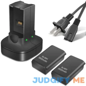 BatteryMon 2 Pack Rechargeable Battery with Dual Charging Station Dock for Xbox 360 Controller