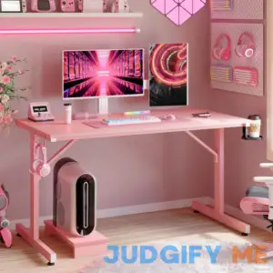 Bestier Small Gaming Desk with Monitor Stand 42 inch LED Computer Desk