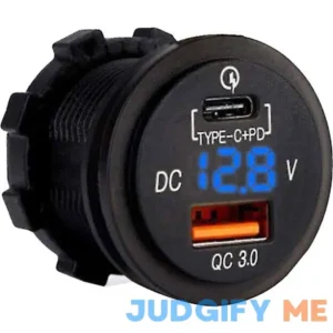 Beüler USBRQC Power Pod Flush-mount charger with one USB-C charging port and one USB 3.0 charging port