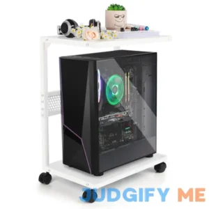 Bfttlity PC Stand Computer Tower Stand 2-Tier Metal CPU Stand with Locking Caster Wheels Suitable for Most PC