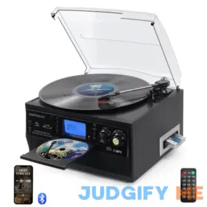 Bluetooth Record Player Multimedia Center Player with Stereo Built-in Speakers