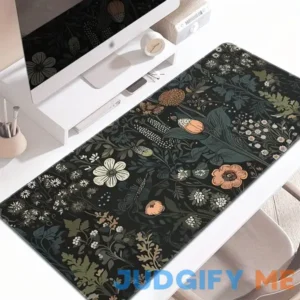Boho Flowers Large Gaming Mouse Pads Black Office Desk Mat With Non-Slip Rubber Base