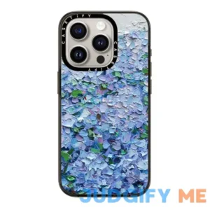 CASETiFY Compact Case for iPhone 15 Pro [2X Military Grade Drop Tested / 4ft Drop Protection] - Nantucket Blue Hydrangeas - Clear Black