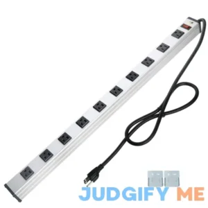 CCCEI 10 Outlet Plugs Heavy Duty Metal Power Strip