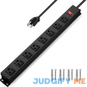 CFMASTER 8 Outlet Power Strip Surge Protector 6 Feet Metal Power Strip Heavy Duty with Switch for Home Office School Shop Garage
