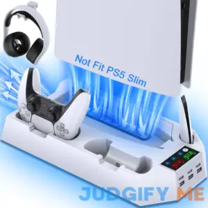 CYKOARMOR PS5 Stand and Cooling Station with Dual Controller Charging Station for Playstation 5 Console