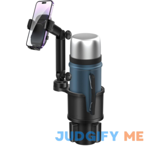 Car Cup-Holder Phone-Mount with Long Arm - 2 in 1 Adjustable Cup Holder Expander with Rubber and Expandable Base for 8-32oz Bottle