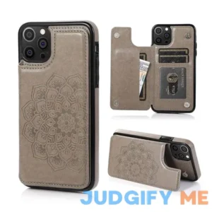 Casebus iPhone 14 Case Wallet Case With Card Holder Embossed Mandala Pattern Flower Premium Pu Leather Flip Phone Case