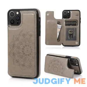 Casebus iPhone 15 Case Wallet Case With Card Holder Embossed Mandala Pattern Flower Premium Pu Leather Flip Phone Case