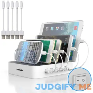 Charging Station for Multiple Devices MSTJRY 5 Port Multi USB Charger Station with Power Switch Designed for iPhone iPad Cell Phone Tab