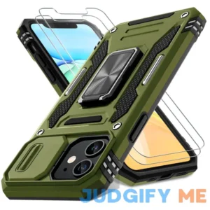 DEERLAMN for iPhone 11 Case with Slide Camera Cover+Screen Protector(2 Packs)