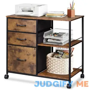 DEVAISE 3 Drawer Fabric Mobile File Cabinet/Printer Stand with Shelf