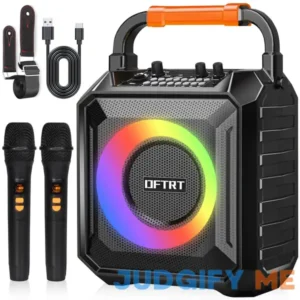 DFTRT Karaoke Machine with Two Wireless Microphones Portable Karaoke Machine for Adults & Kids
