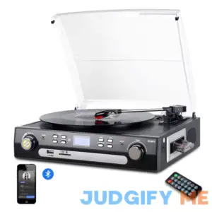 DIGITNOW Bluetooth Record Player with Stereo Speakers Turntable for Vinyl to MP3 with Cassette Play