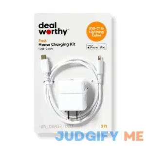 Dealworthy Single Port 20W USB-C Home Charger with 3' Lightning to USB-C Cable