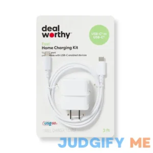 Dealworthy Single Port 20W USB-C Home Charger with 3' USB-C to USB-C Cable