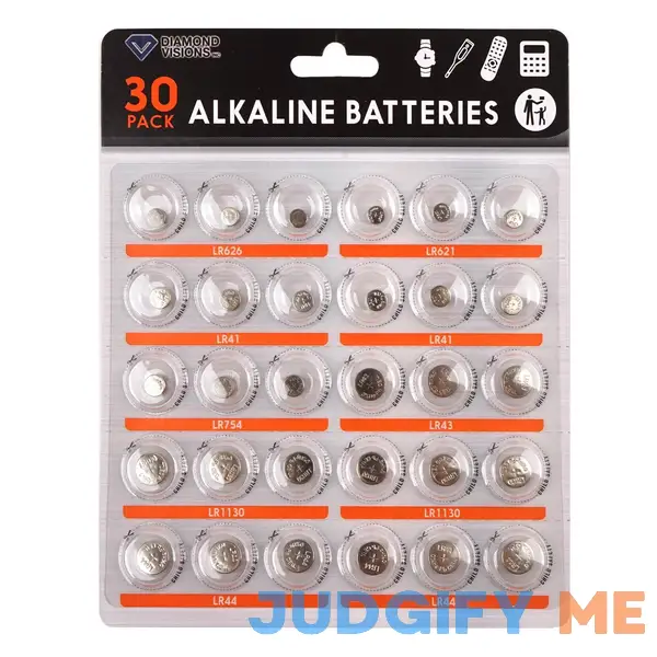 Diamond Visions Battery Solutions Alkaline Assorted 3 V Button Cell Battery 30 pk Diamond Visions Battery Solutions Alkaline Assorted 3 V Button Cell Battery 30 pk