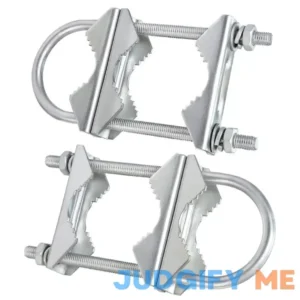 Double Antenna Mast Clamp V-Jaw Bracket U Bolts Pipe Mounting Hardware Heavy Duty Mast to Mast Mount Bracket Kit for Outdoor Antenna Sets