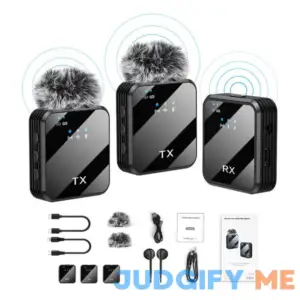 Dual Mini Wireless Microphone USB C & Lightning for iphone Android Phone