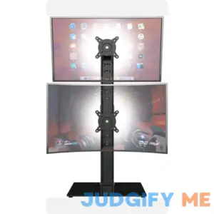 Dual Monitor Stand Vertical Stack Screen Free-Standing Monitor Riser Fits Two 13 to 34 Inch Screen with Swivel