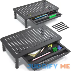 EVOOMI Back Saver Monitor Stand for Desk 2 Pack Monitor Riser with Drawer