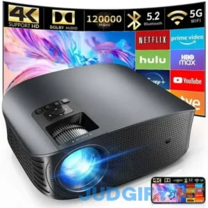Elephas 4K Projector with WiFi and Bluetooth Dolby Audio FHD 5G Mini Portable Projector for Home Theater