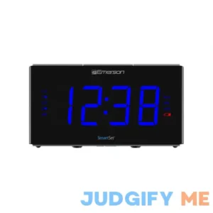 Emerson Smartset Sound Therapy Alarm Clock Radio with White Noise/Nature Sounds 1.8" Led Display Black/Blue
