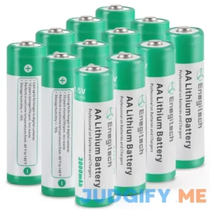 Enegitech AA Lithium Battery 3000mAh 1.5v Double A Long-lasing Li-iron Battery Non-Rechargeable for Flashlight Solar