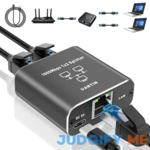 Ethernet Splitter 1 to 2 | High Speed 1Gbps/1000Mbps Network Splitter [2 Devices Networked Simultaneously] Gigabit LAN Splitter with USB C Cable